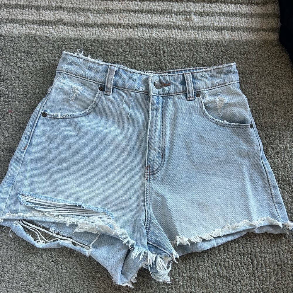 ROLLA'S Light Blue Frayed Hem Jean Shorts
